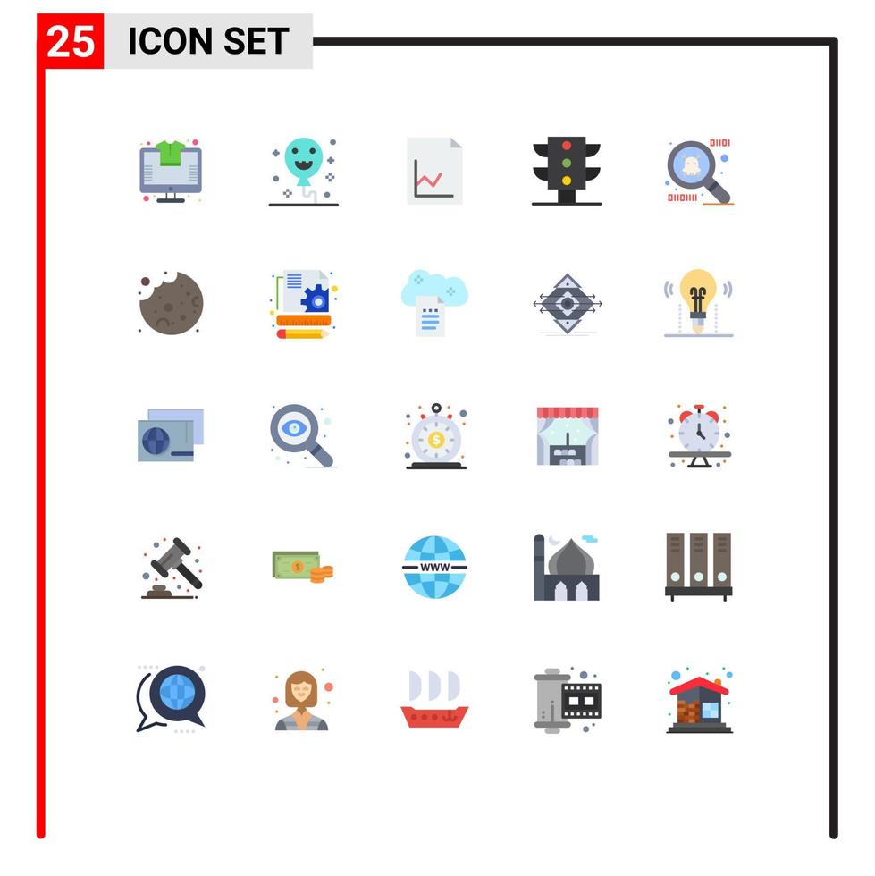 grupo de símbolos de ícone universal de 25 cores planas modernas de documento de cookie de conteúdo elementos de design de vetores editáveis de tráfego de bolo