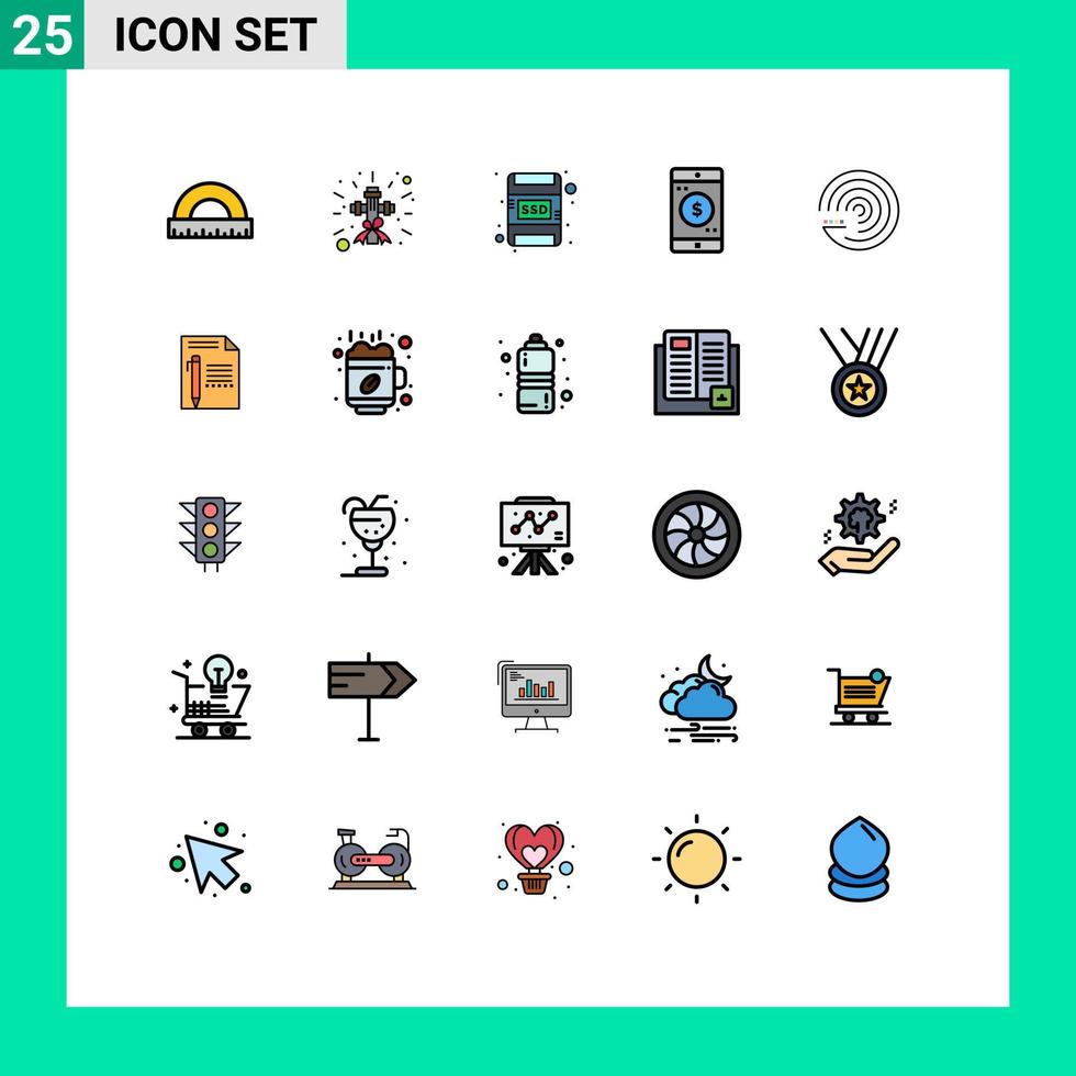 25 ícones criativos, sinais modernos e símbolos do modelo cifrão aplicativo de aplicativo móvel elementos de design de vetores editáveis