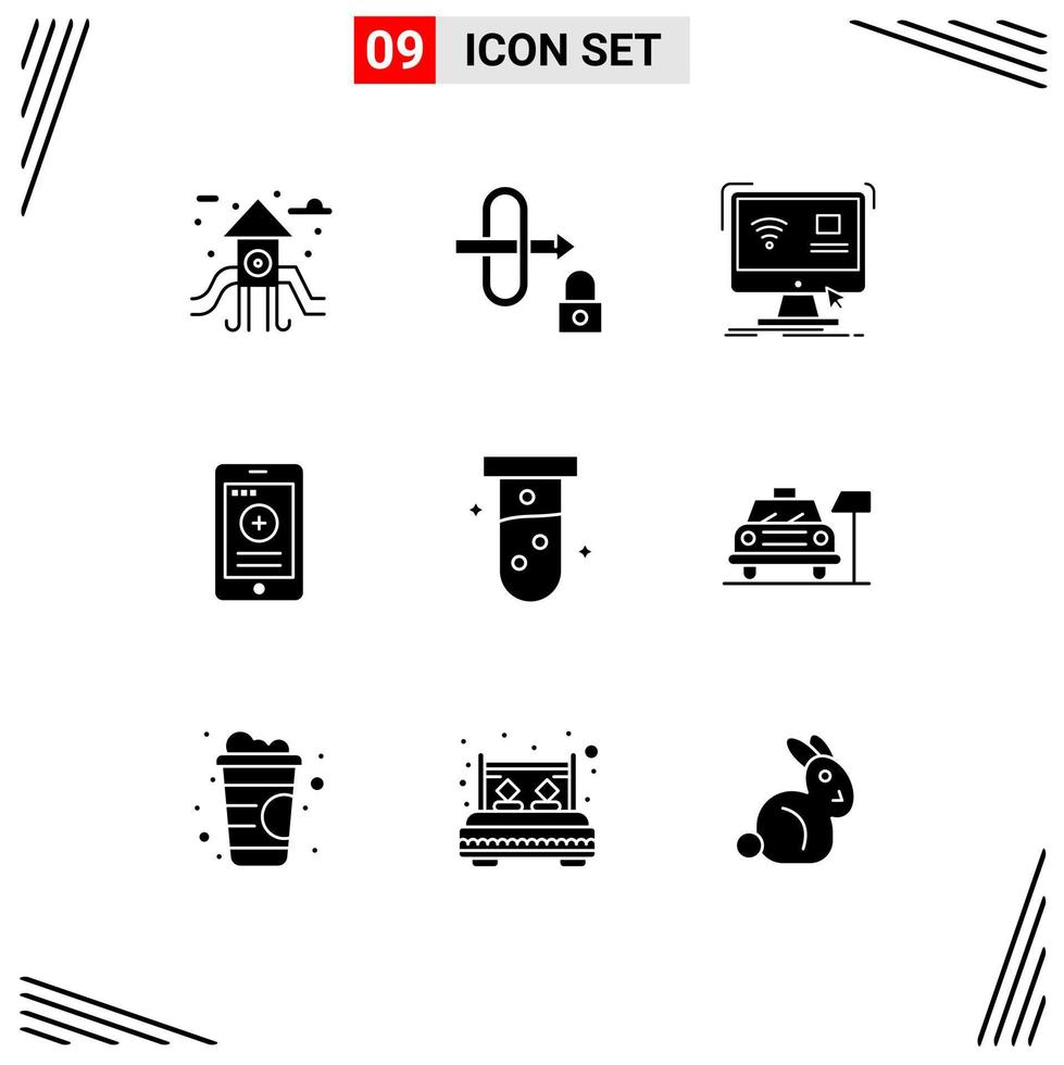 9 ícones criativos sinais modernos e símbolos de elementos de design de vetores editáveis de monitor de tubo de ensaio