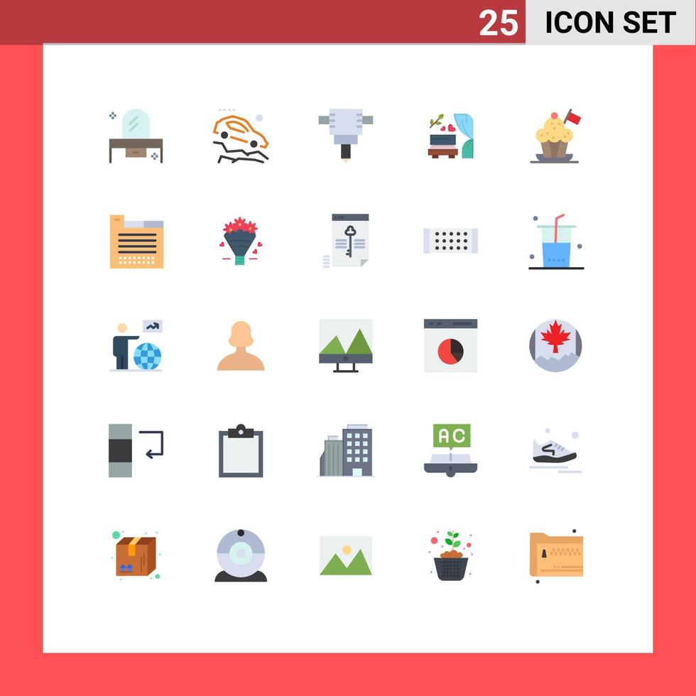 conjunto de 25 símbolos de símbolos de interface do usuário modernos para chapéu de fogão chapéu de chef inclinação chef casamento elementos de design de vetores editáveis