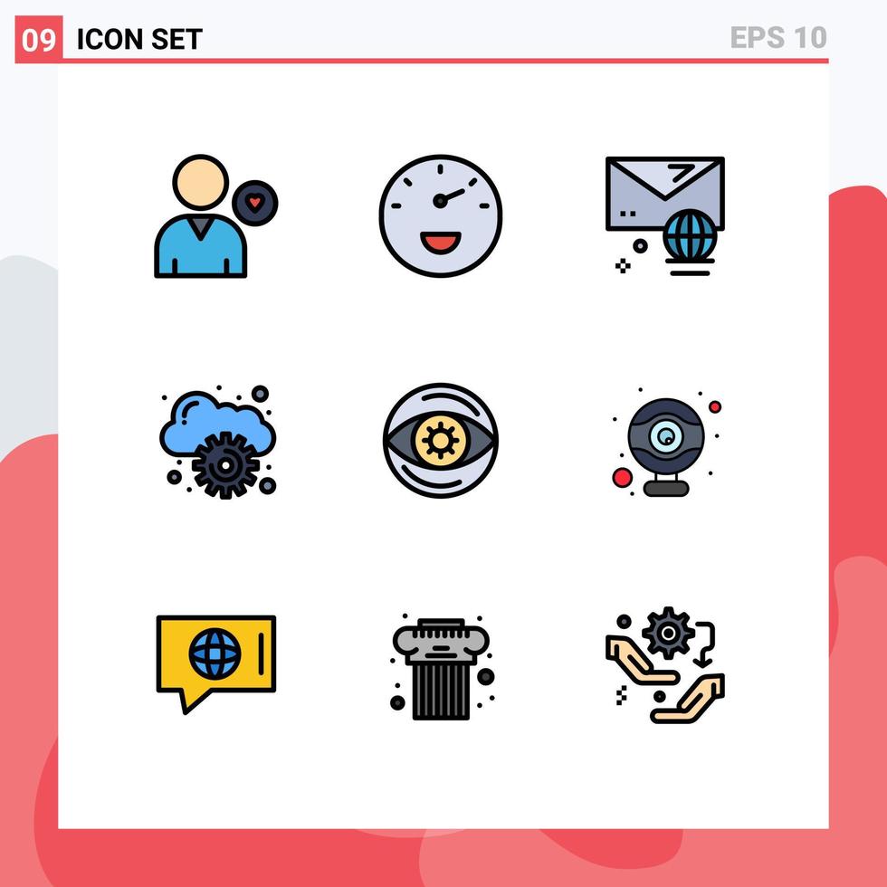 conjunto de 9 sinais de símbolos de ícones de interface do usuário modernos para elementos de design de vetores editáveis em nuvem de gerenciamento de contas de negócios de dinheiro