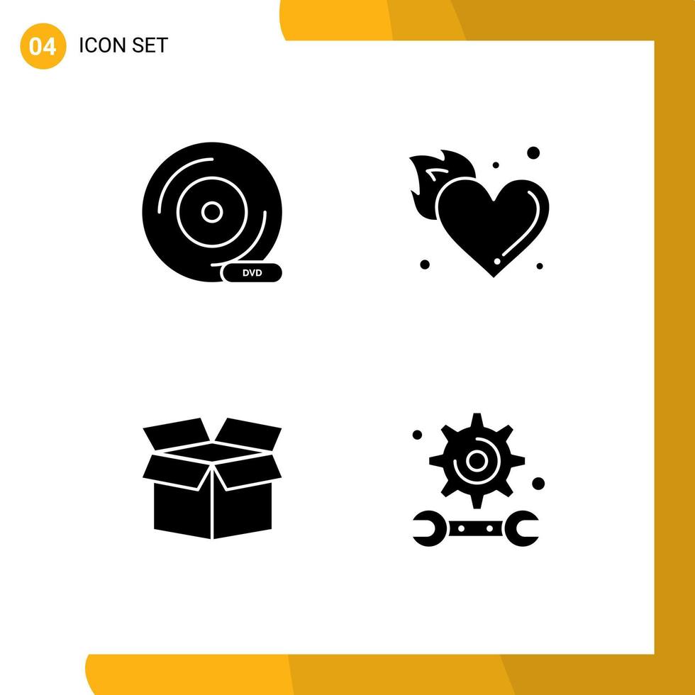 ícones criativos sinais modernos e símbolos de cd amor dispositivo periférico chama elementos de design vetoriais editáveis vetor