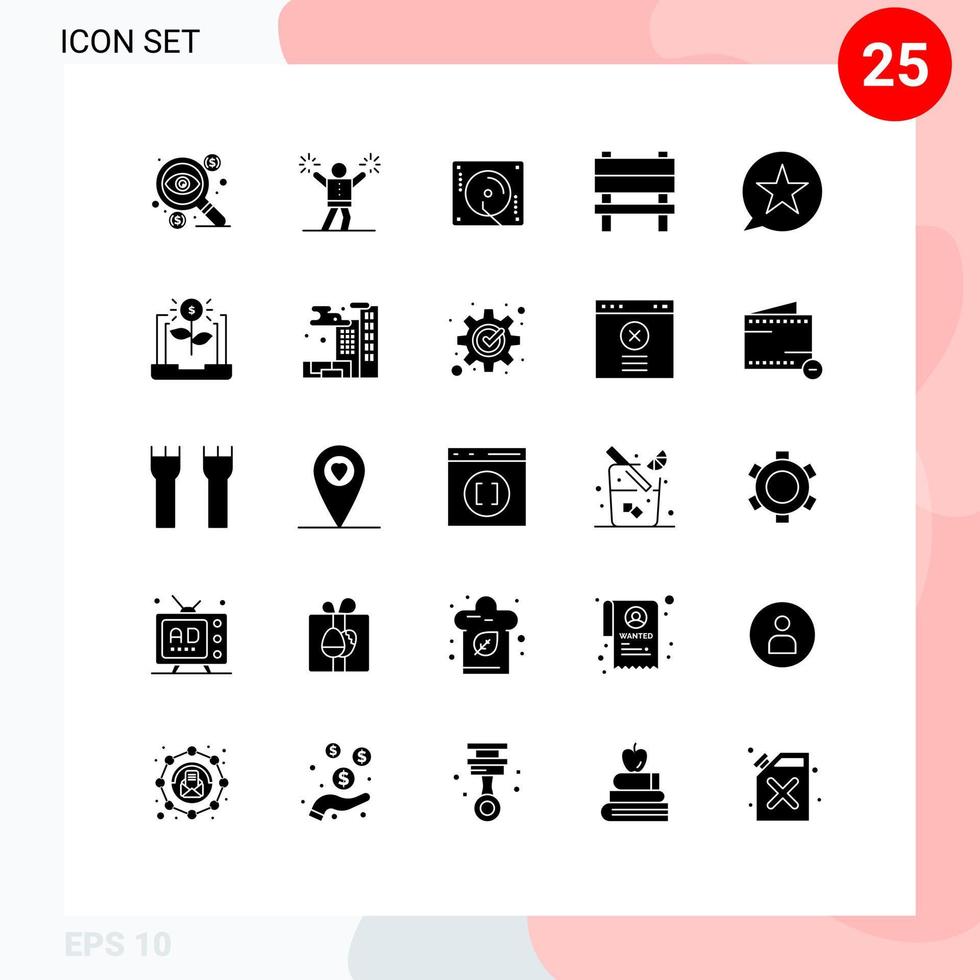 pacote de ícones de vetores de estoque de 25 sinais e símbolos de linha para elementos de design de vetores editáveis de cadeira de ventilador de móveis de bolha