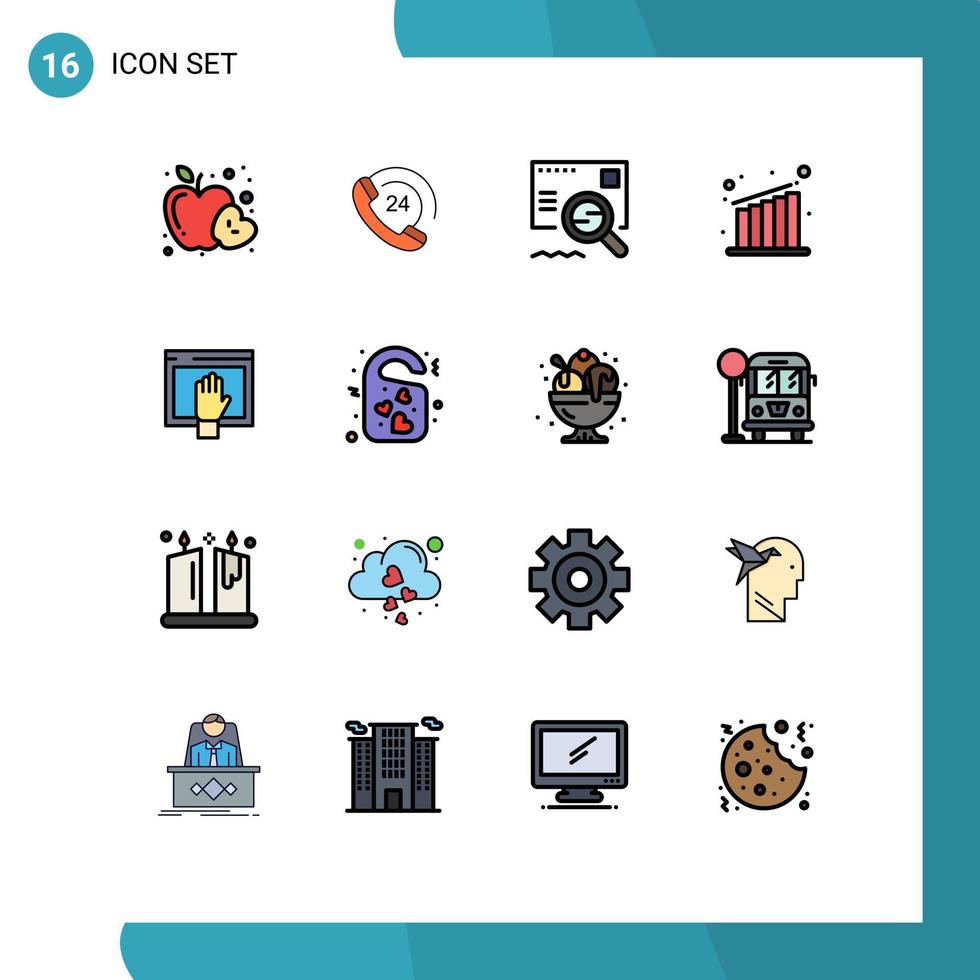 16 interface do usuário pacote de linhas preenchidas com cores planas de sinais e símbolos modernos de gráfico de verificação de acesso gratuito elementos de design de vetores criativos editáveis de negócios