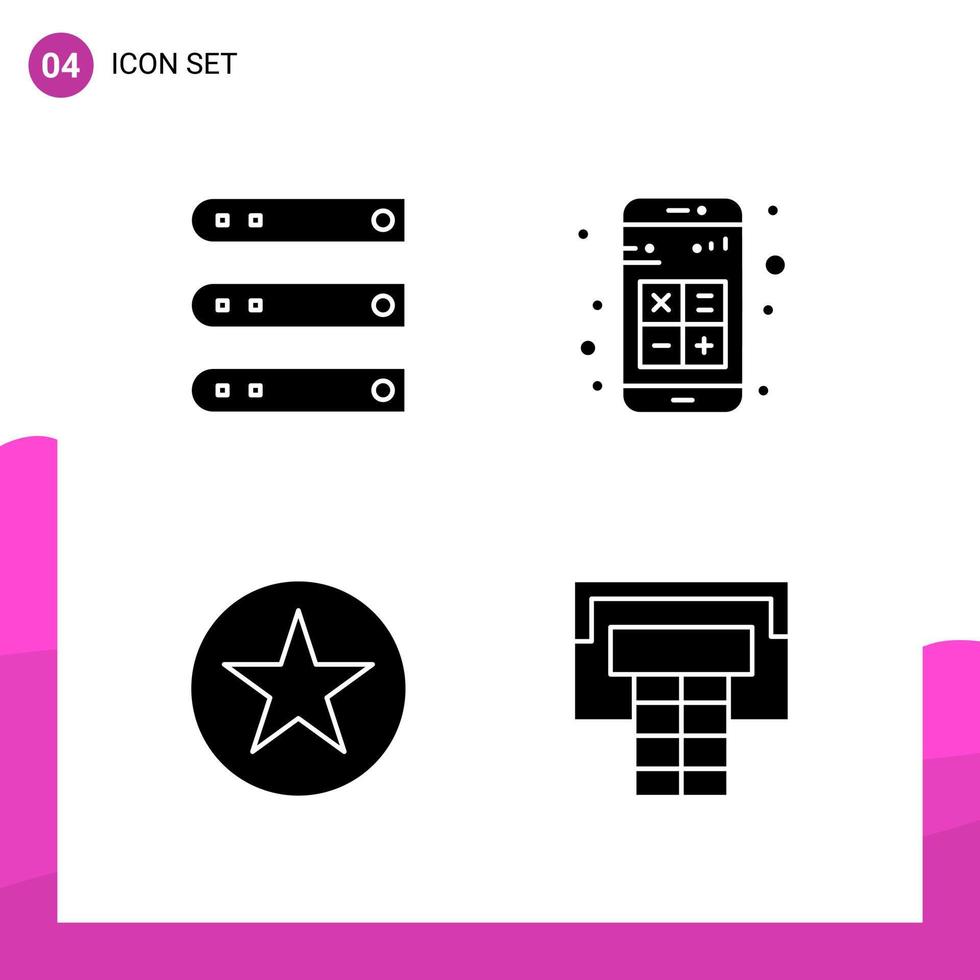 pacote de conjunto de ícones de glifos com 4 ícones sólidos isolados em fundo branco para impressão de design de site responsivo e aplicativos móveis vetor