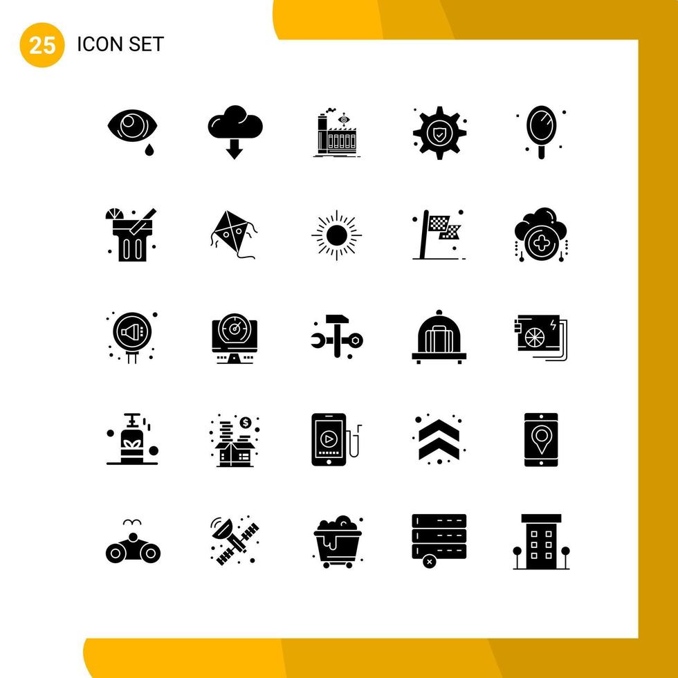 conjunto de 25 sinais de símbolos de ícones de interface do usuário modernos para configuração de serviço de fábrica de beleza de espelho, elementos de design de vetores editáveis