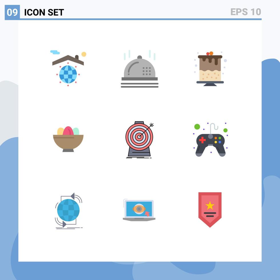 conjunto de 9 sinais de símbolos de ícones de interface do usuário modernos para objetivo objetivo ninho de vela páscoa elementos de design de vetores editáveis