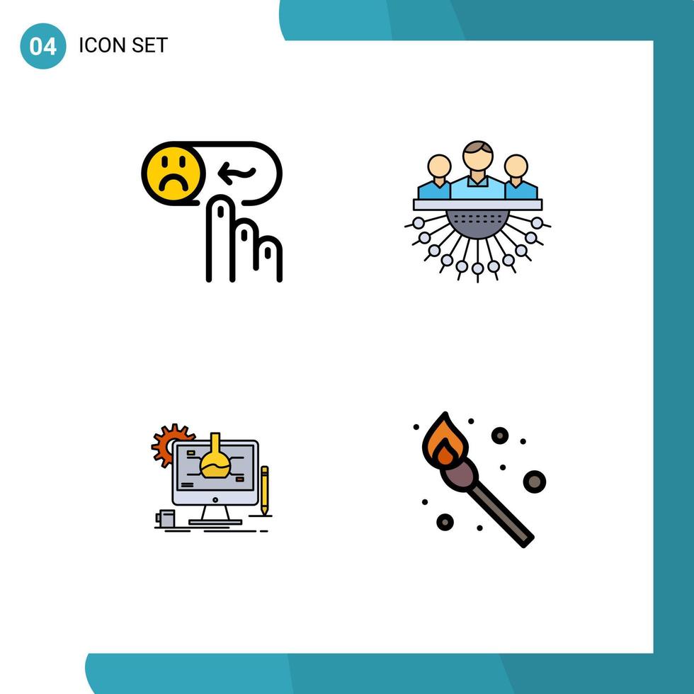4 ícones criativos, sinais e símbolos modernos de emoção terceirizam elementos de design de vetores editáveis