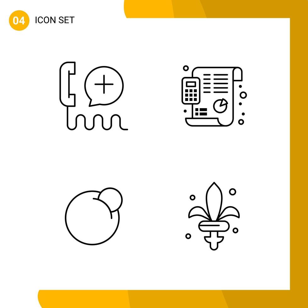 4 símbolos de contorno do pacote de ícones de estilo de linha de conjunto de ícones isolados em fundo branco para design de site responsivo vetor