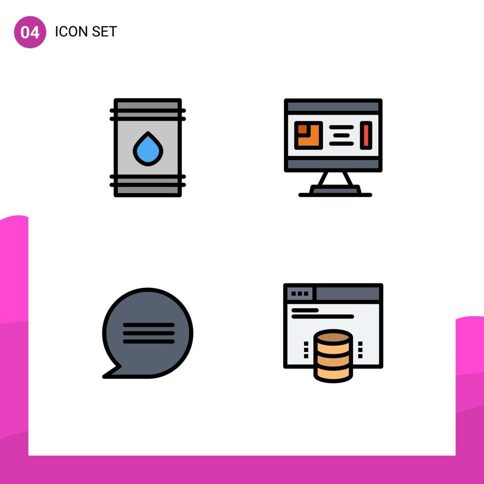 pacote de ícone de vetor de estoque de 4 sinais e símbolos de linha para planejamento de barril, conversa de planta inflamável, elementos de design de vetor editável