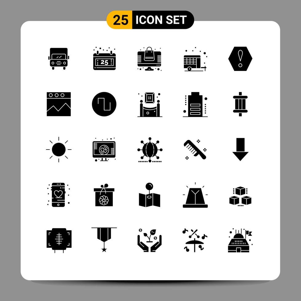 25 ícones criativos, sinais modernos e símbolos de erro de aviso, elementos de design de vetores editáveis de acampamento de primavera online