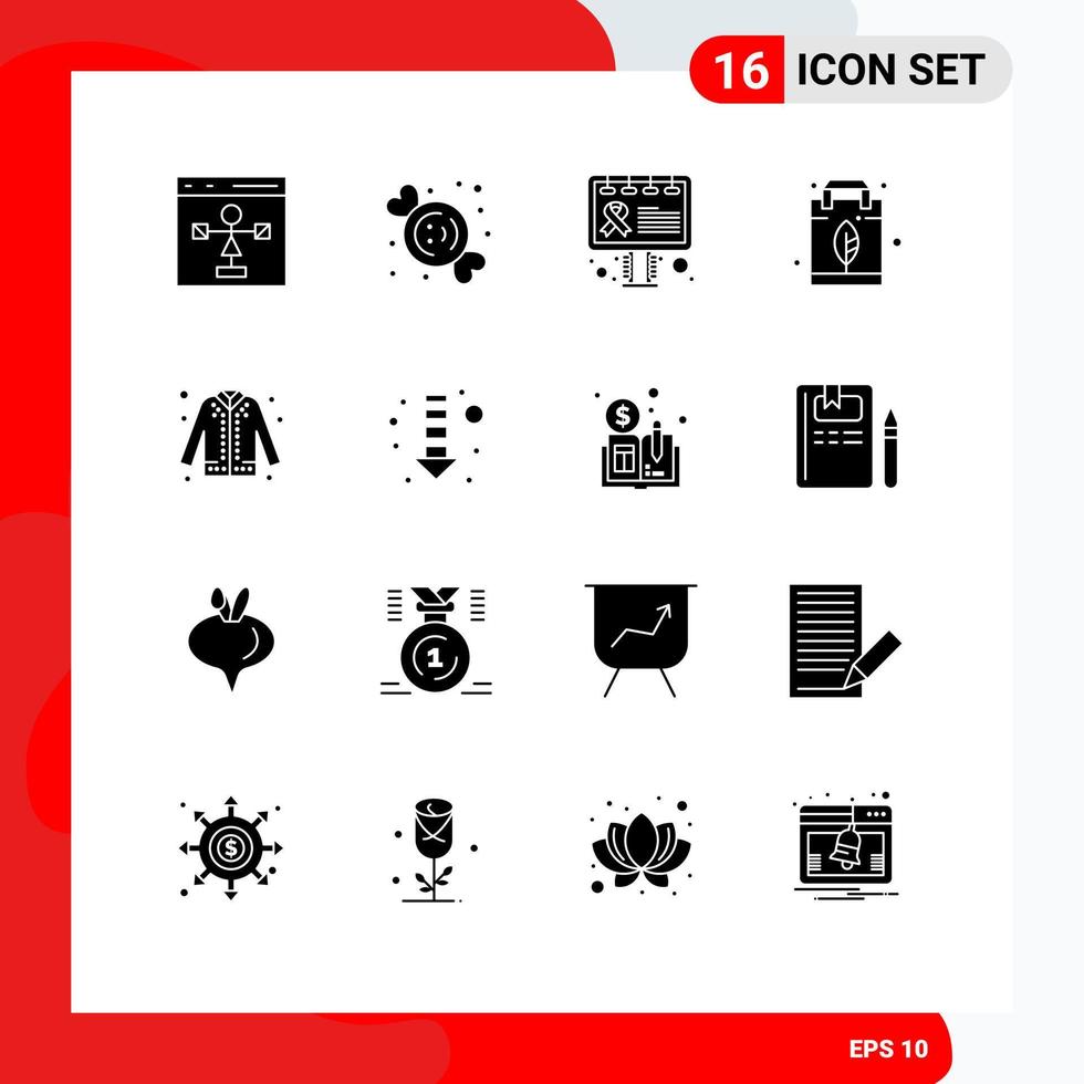 16 ícones criativos sinais e símbolos modernos de jaqueta natureza doces folha sinal editável elementos de design vetorial vetor