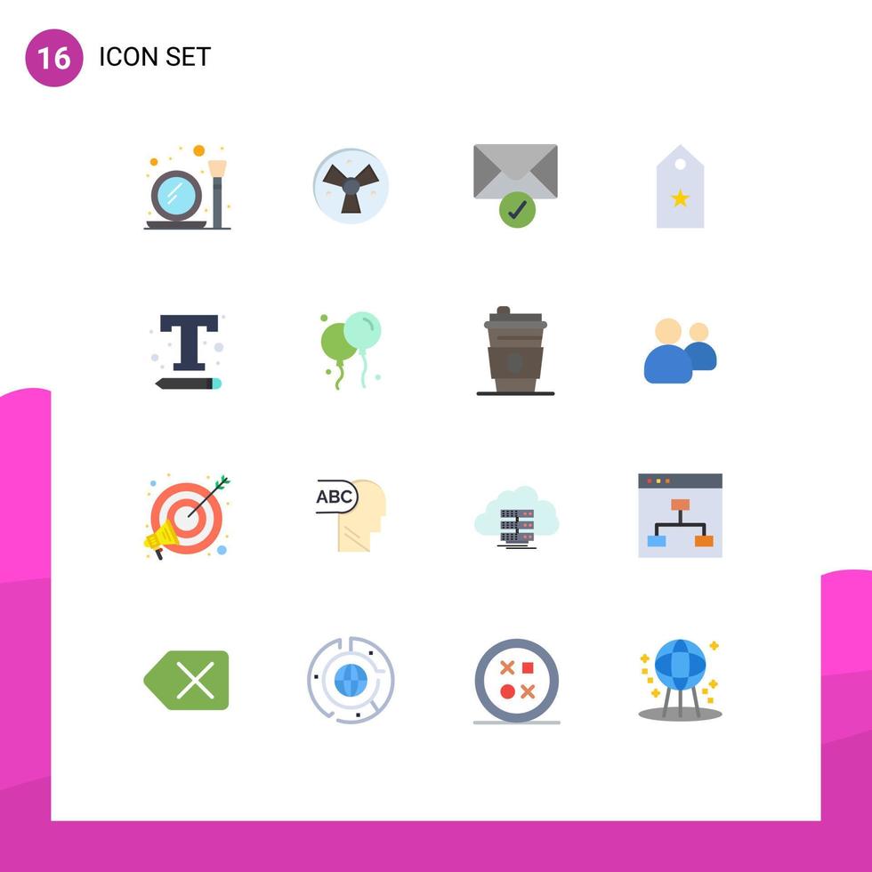 pacote de ícones vetoriais de estoque de 16 sinais e símbolos de linha para interface tag mail star um pacote editável de elementos de design de vetores criativos