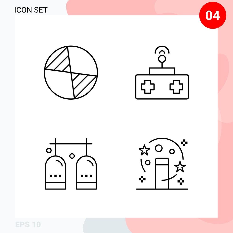 pacote vetorial de 4 ícones em pacote de contorno criativo de estilo de linha isolado em fundo branco para web e dispositivos móveis vetor