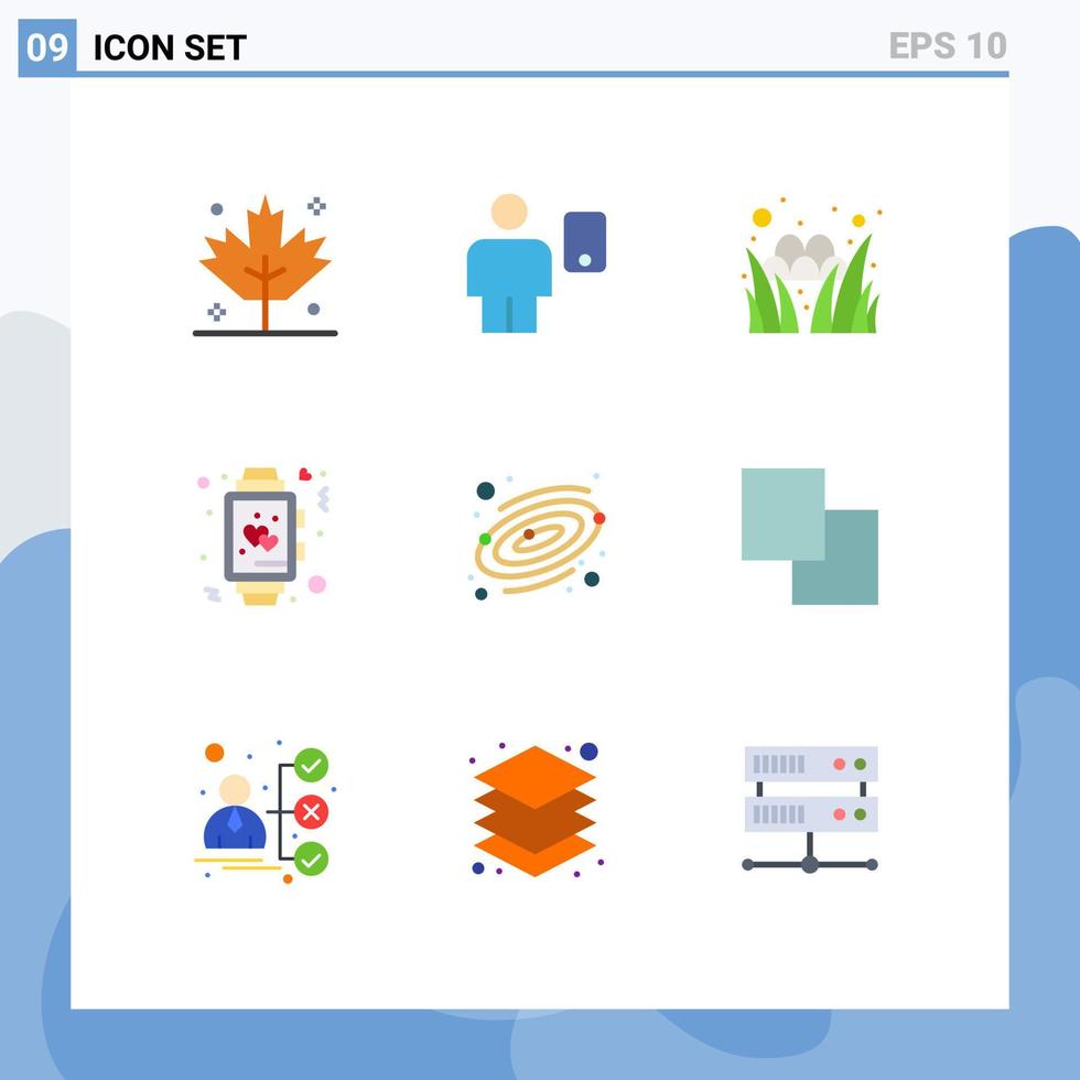 conjunto de 9 sinais de símbolos de ícones de interface do usuário modernos para relógio de astronomia, relógio de ovo, elementos de design de vetores editáveis