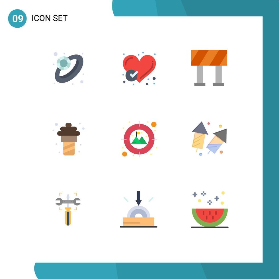 pacote de interface do usuário de 9 cores planas básicas de elementos de design de vetores editáveis de sorvete de foco de bloco de comemoração
