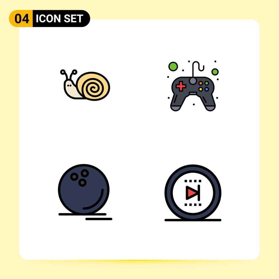 4 ícones criativos sinais e símbolos modernos de elementos de design de vetores editáveis de bola de jogo de primavera de jogo de insetos