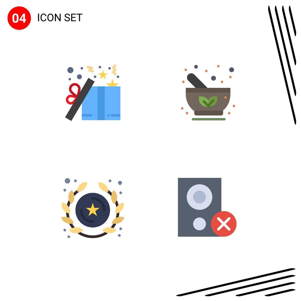 conjunto de pictogramas de 4 ícones planos simples de elementos de design de vetores editáveis de insígnias de drogas presentes à base de ervas
