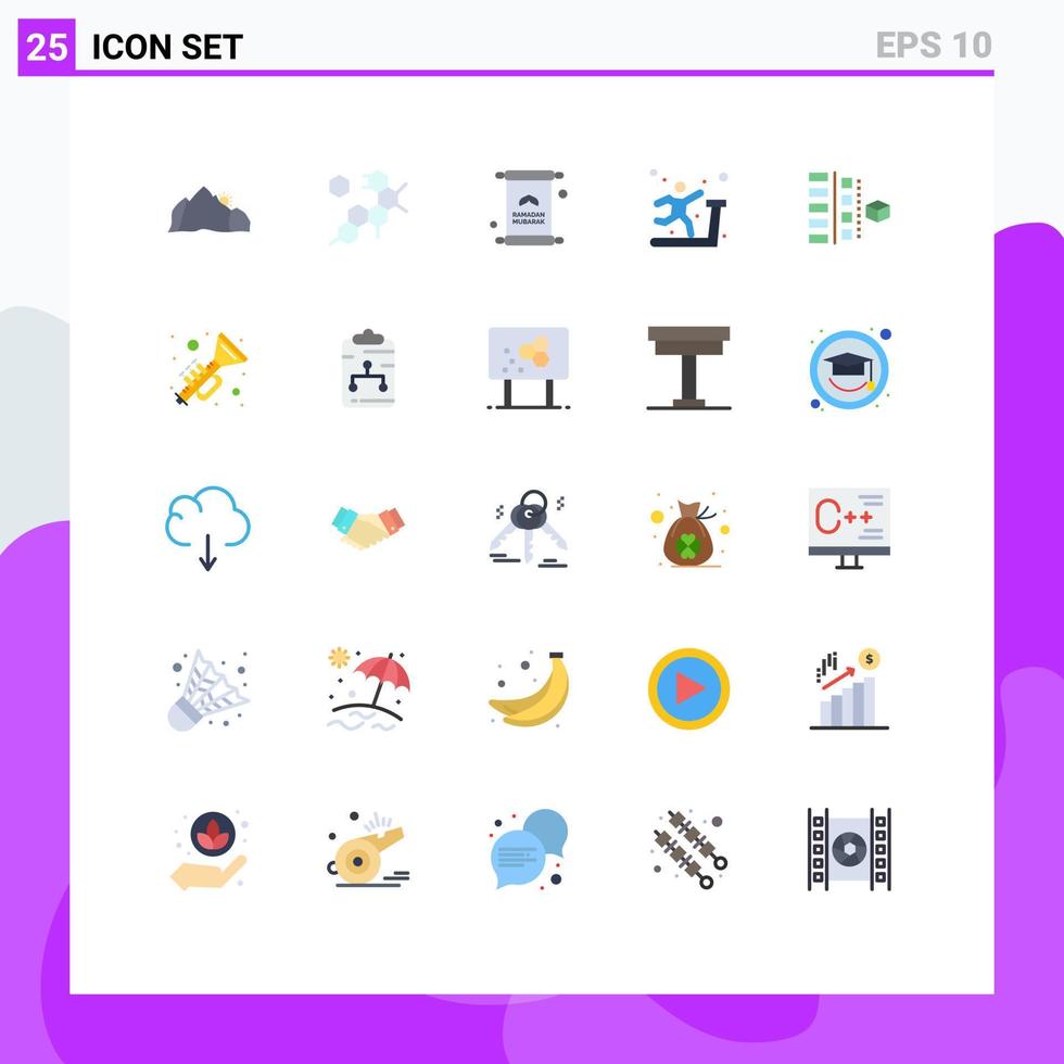 Pacote de cores planas de 25 interfaces de usuário de sinais e símbolos modernos de desenvolvimento de cartas esportivas ginásio mubarak elementos de design de vetores editáveis