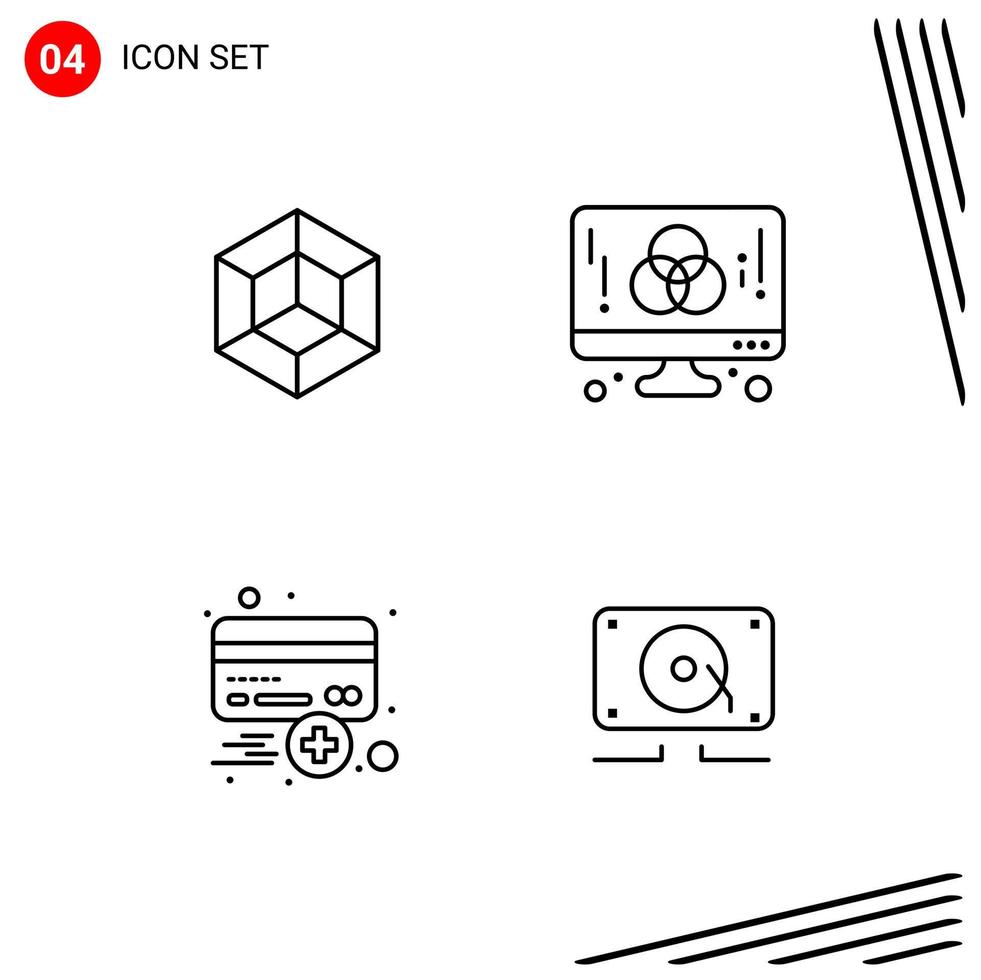 coleção de 4 ícones vetoriais em símbolos de contorno perfeito de pixel de estilo de linha para web e sinais de ícone de linha móvel em fundo branco 4 ícones vetor