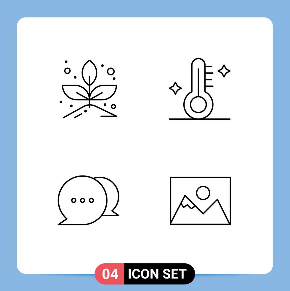 pacote de linha de 4 símbolos universais de elementos de design de vetores editáveis de foto de tempo médico de mensagem de crescimento