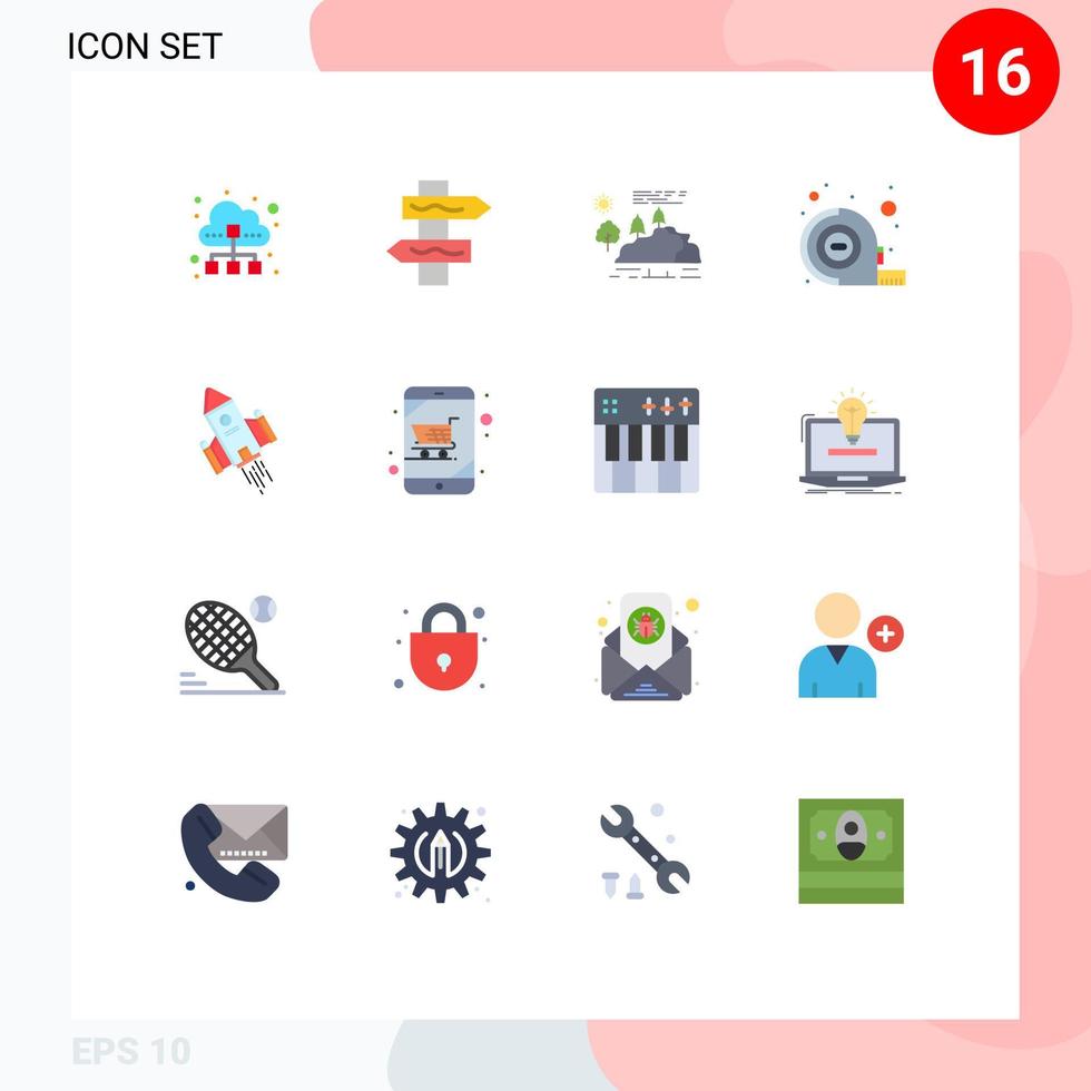 pacote de interface do usuário de 16 cores planas básicas de pacote editável de chuva de fita de colina de ferramenta de transporte de elementos de design de vetores criativos