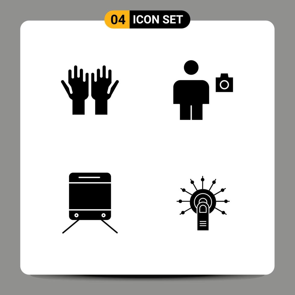 conjunto de 4 sinais de símbolos de ícones de interface do usuário modernos para religião de foto muçulmana trem de corpo editável elementos de design vetorial vetor