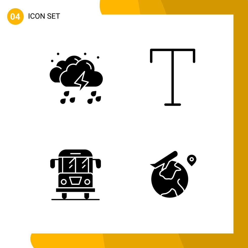 4 ícones de conjunto de ícones de estilo sólido pacote de símbolos de glifo isolados em fundo branco para design de site responsivo vetor