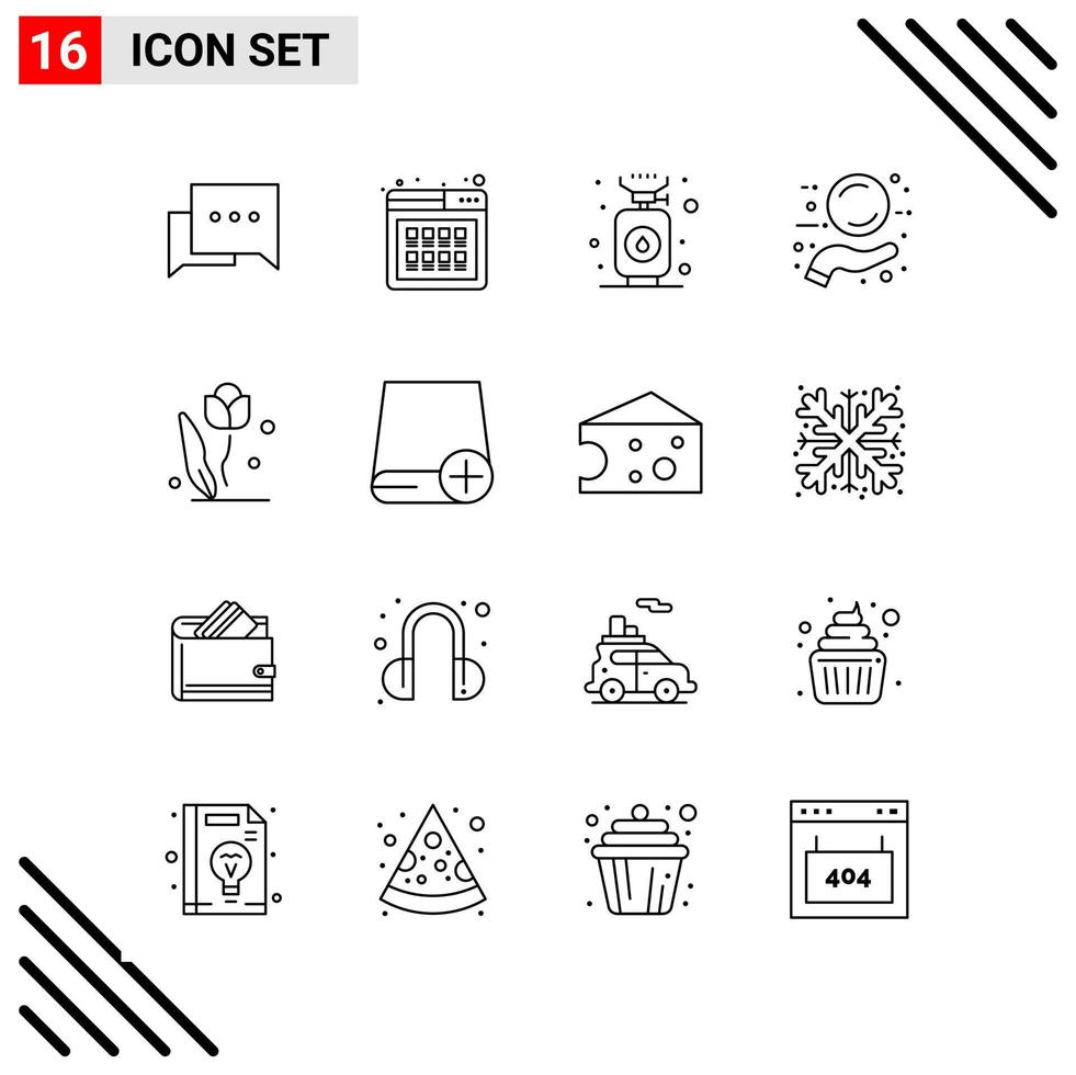 conjunto perfeito de ícones de 16 linhas conjunto de ícones de contorno para webite design e interface de aplicativos móveis vetor