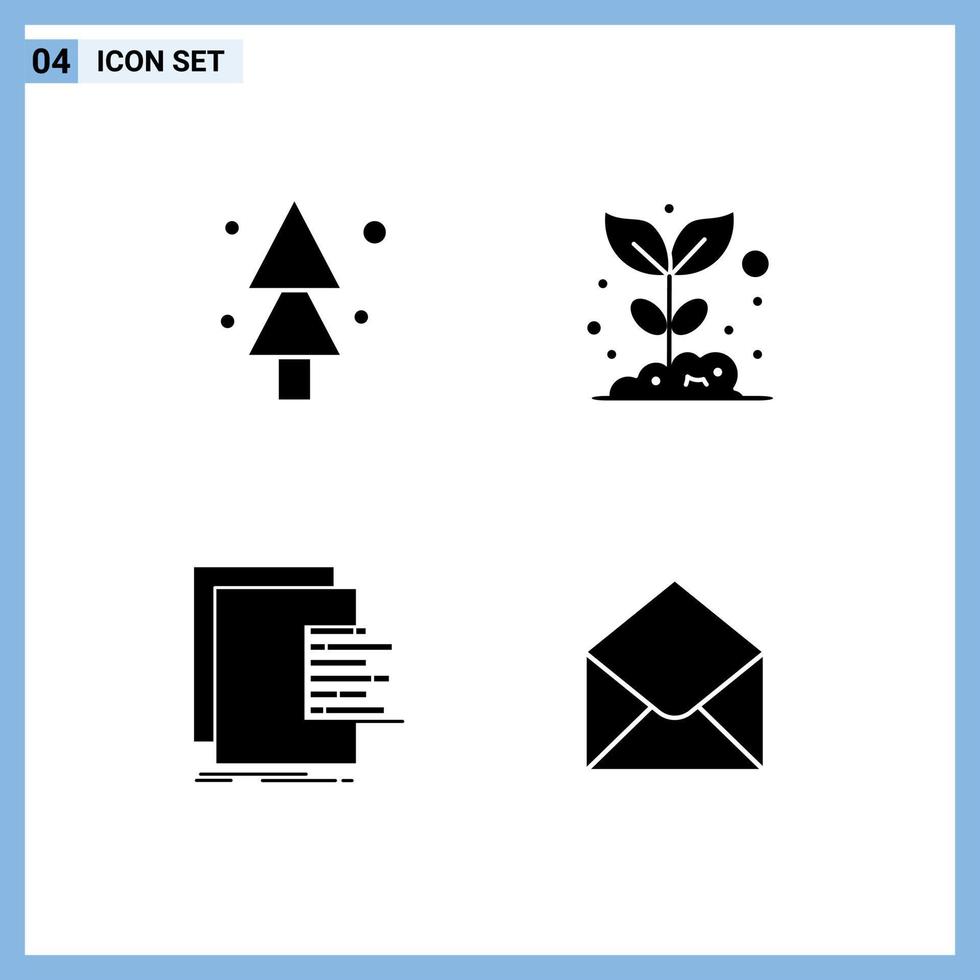 pacote de ícones vetoriais de estoque de 4 sinais e símbolos de linha para gráfico de floresta, árvore, jardim, gráfico, elementos de design de vetores editáveis