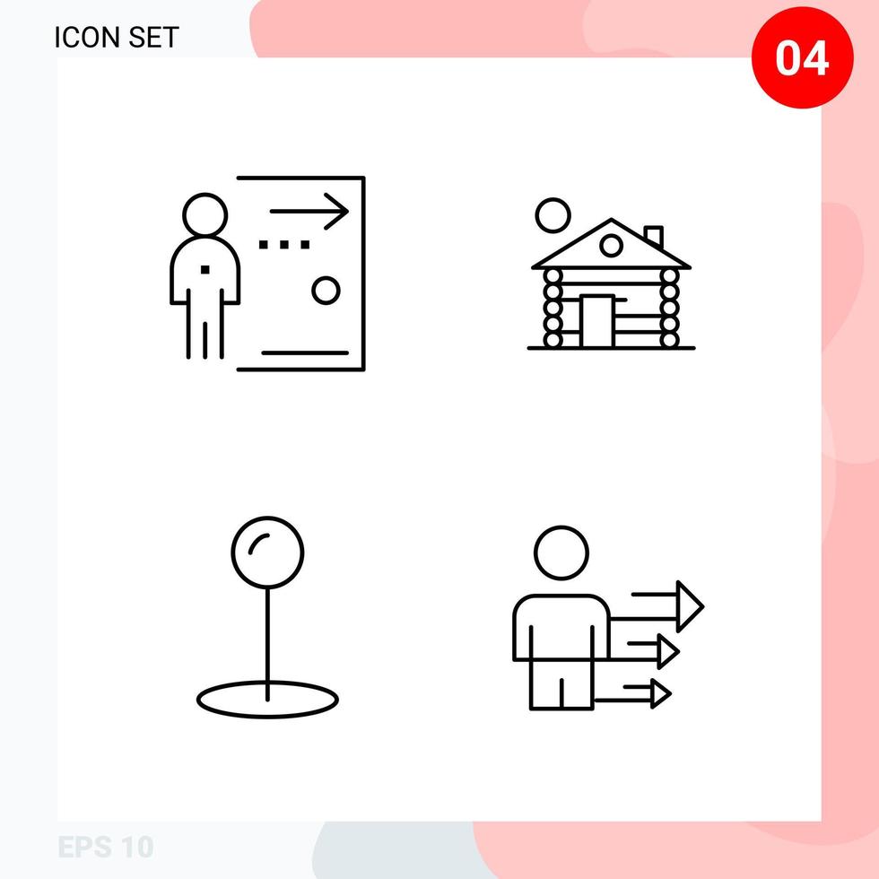 pacote vetorial de 4 ícones em pacote de contorno criativo de estilo de linha isolado em fundo branco para web e dispositivos móveis vetor