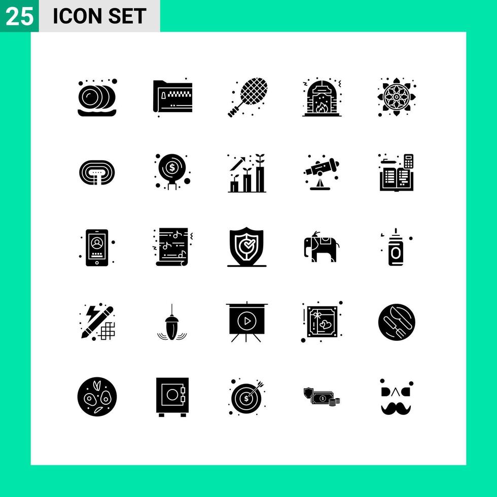 pacote de ícones de vetores de estoque de 25 sinais e símbolos de linha para elementos de design de vetores editáveis de natal de bola de fogo de flor
