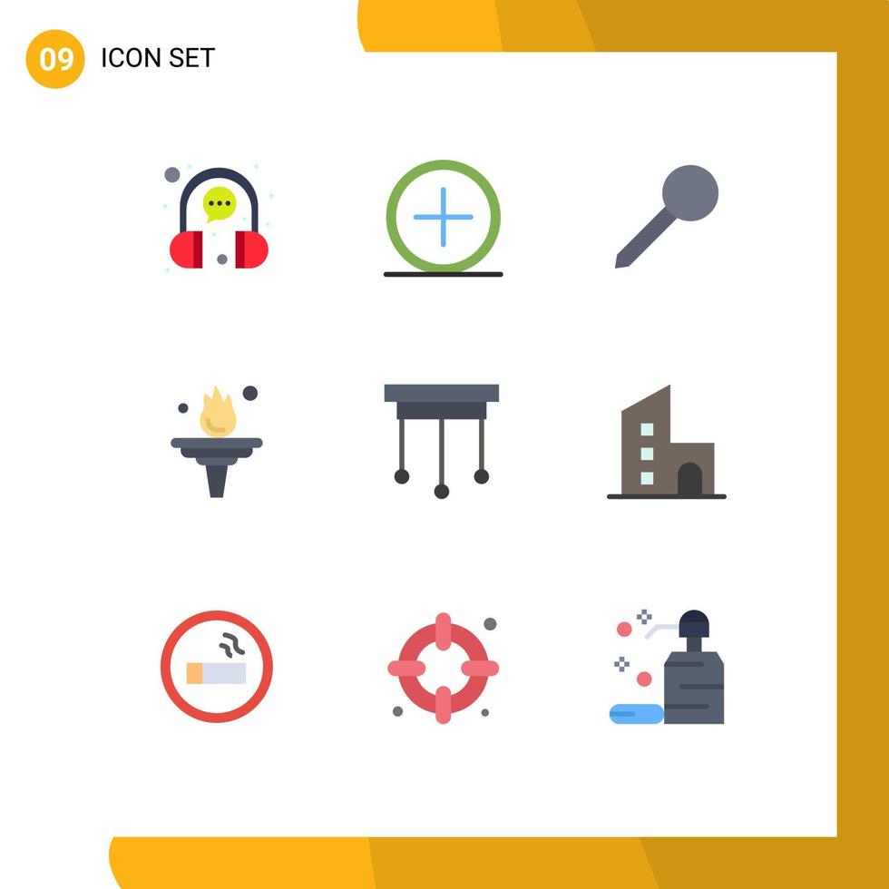 conjunto de 9 sinais de símbolos de ícones de interface do usuário modernos para treinamento de educação novo marcador de carreira elementos de design de vetores editáveis