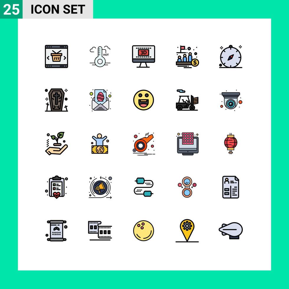 pacote de ícones vetoriais de estoque de 25 sinais e símbolos de linha para atualização de gerenciamento comercial ipo elementos de design de vetores editáveis on-line
