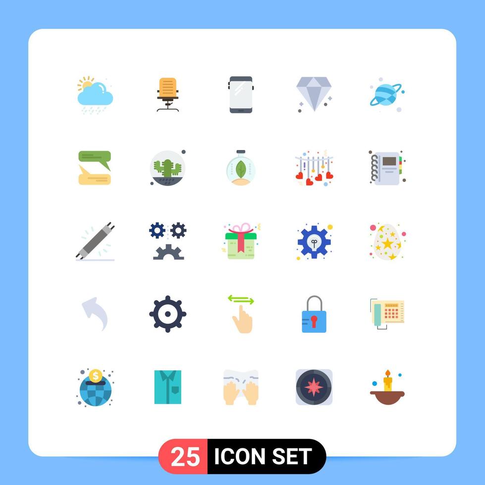 Pacote de cores planas de 25 interfaces de usuário de sinais e símbolos modernos de astrologia canadá escritório diamante huawei elementos de design de vetores editáveis
