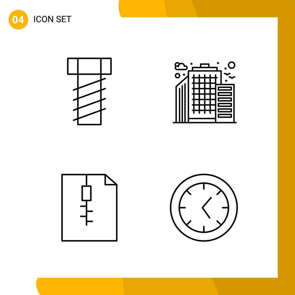 4 símbolos de contorno do pacote de ícones de estilo de linha de conjunto de ícones isolados em fundo branco para design de site responsivo vetor