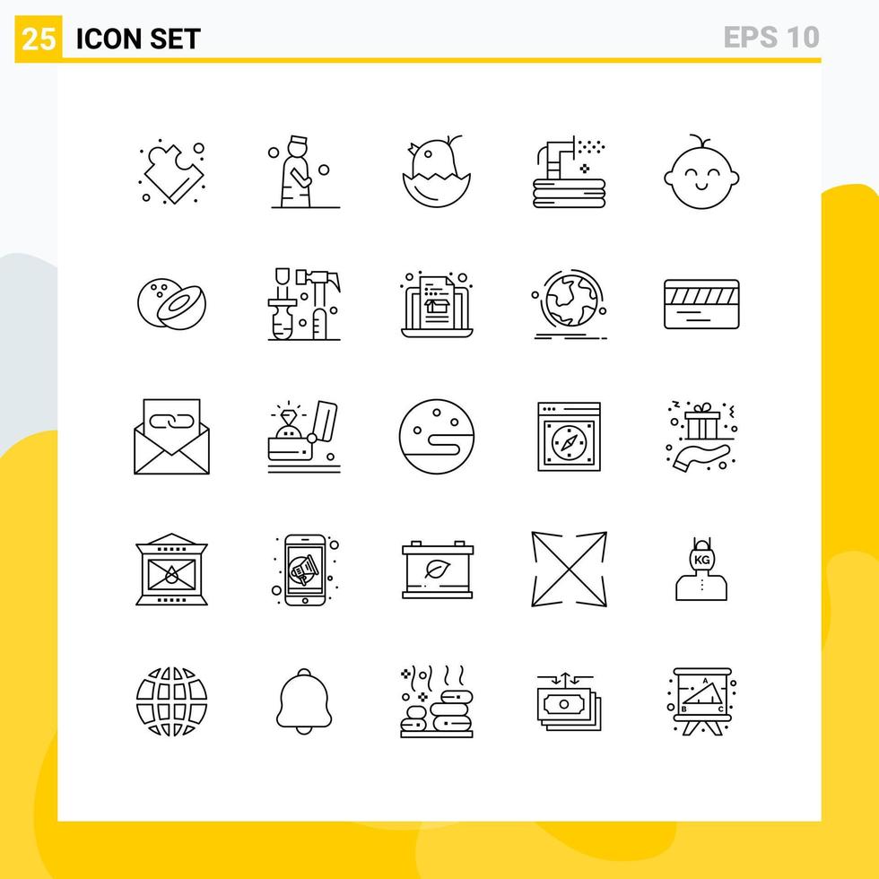 grupo de símbolos de ícone universal de 25 linhas modernas de elementos de design de vetores editáveis de mangueira de frango de verão de bebê