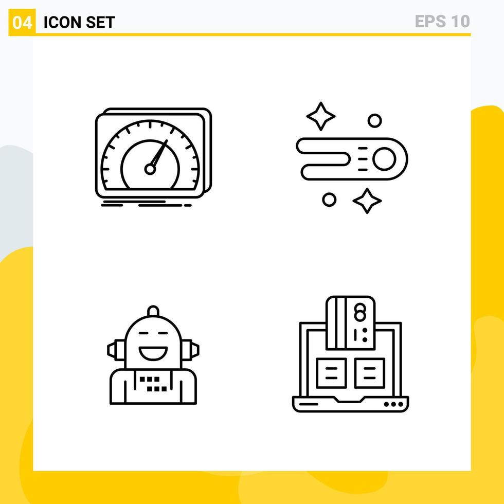 coleção de 4 ícones de linha universal para web e mobile vetor