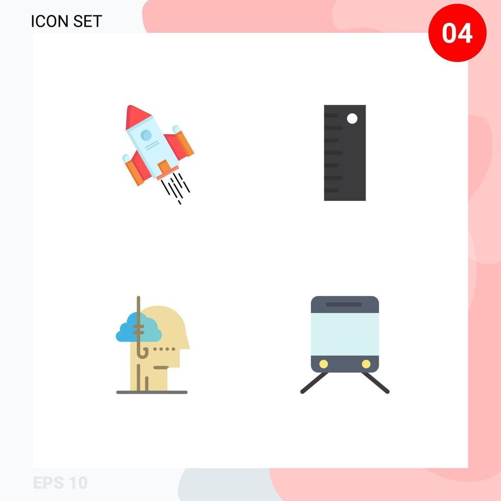 4 conceito de ícone plano para sites móveis e aplicativos espaço nave vício foguete medida hábito editável elementos de design vetorial vetor