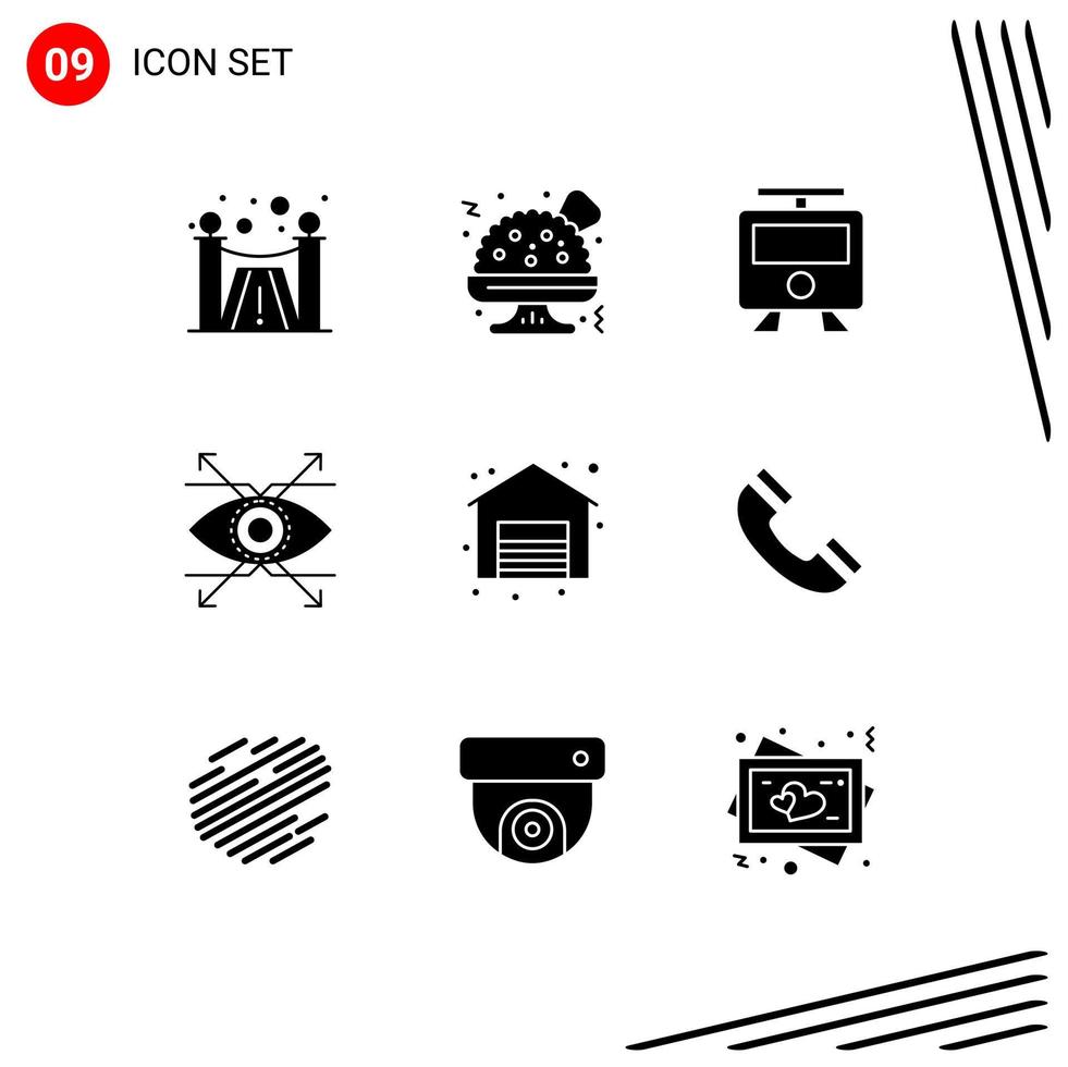 pacote de ícones vetoriais de estoque de 9 sinais e símbolos de linha para interface de venda trem visão de compras elementos de design de vetores editáveis