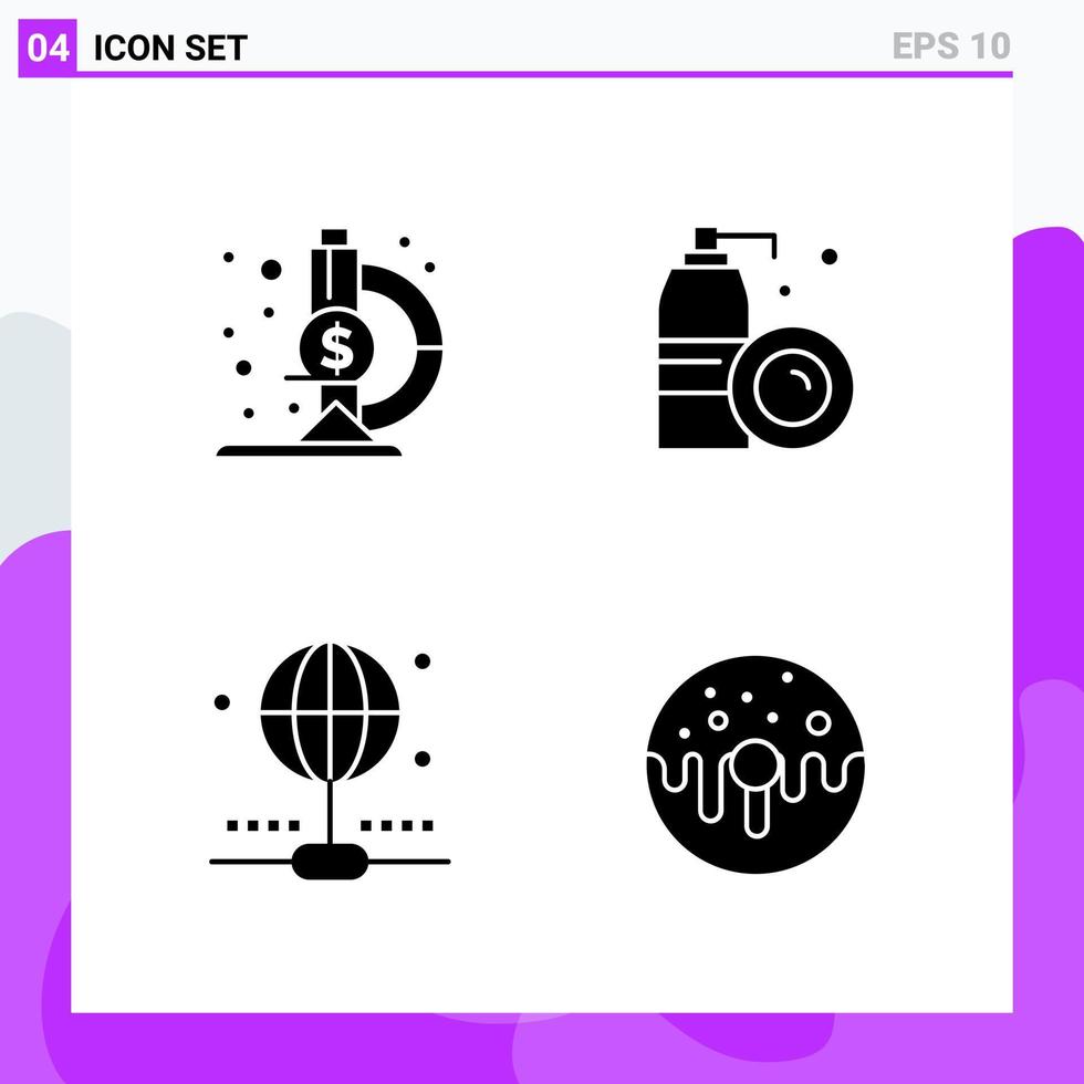 conjunto de 4 ícones em símbolos de glifos criativos de estilo sólido para design de sites e aplicativos móveis sinal de ícone sólido simples isolado em fundo branco 4 ícones vetor