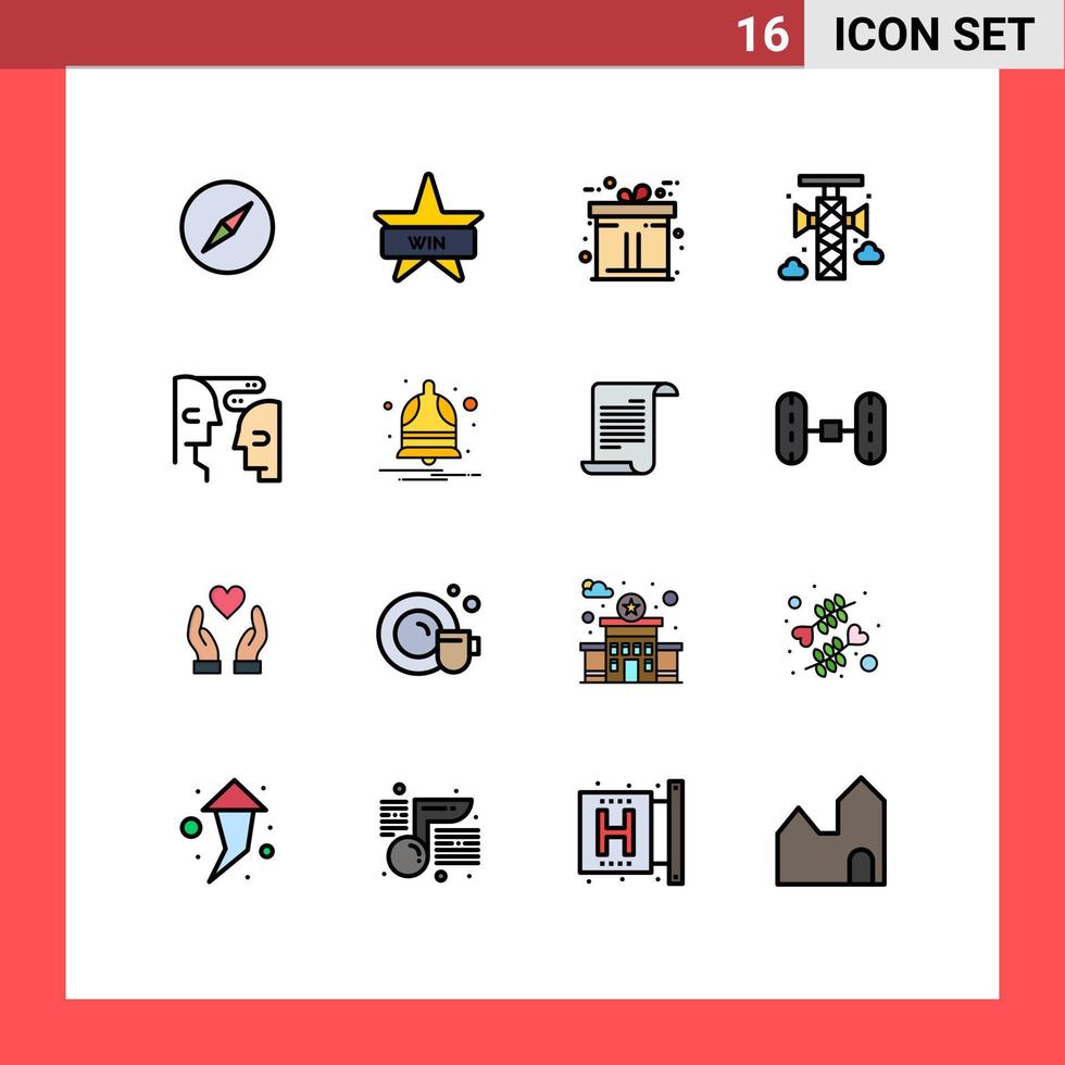 16 ícones criativos sinais modernos e símbolos de interação, comunicação, comércio, cérebro, comunicação, elementos de design de vetores criativos editáveis