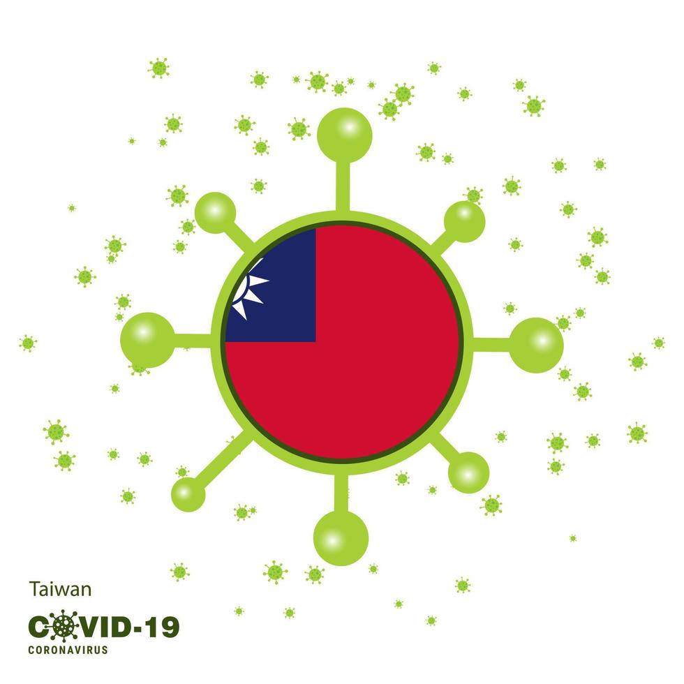fundo de conscientização da bandeira de taiwan coronavius fique em casa fique saudável cuide de sua própria saúde ore pelo país vetor