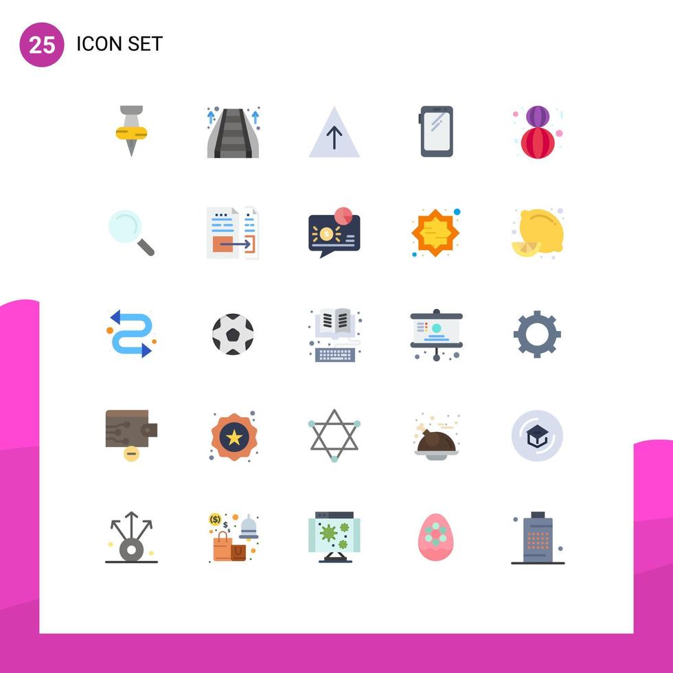 Pacote de cores planas de 25 interfaces de usuário de sinais e símbolos modernos de elementos de design de vetores editáveis móveis de crescimento de oito março samsung