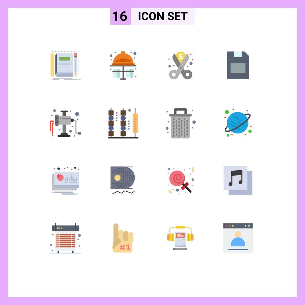 Conceito de 16 cores planas para sites móveis e aplicativos, cartão de memória de dados, redução de cartão de capacete, pacote editável de elementos de design vetorial criativo vetor