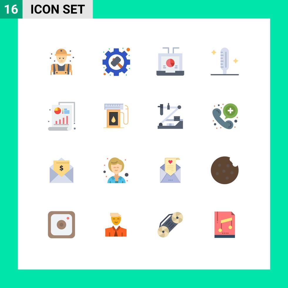 16 ícones criativos sinais modernos e símbolos de configurações de febre do termômetro pacote editável de relatórios frios de elementos de design de vetores criativos