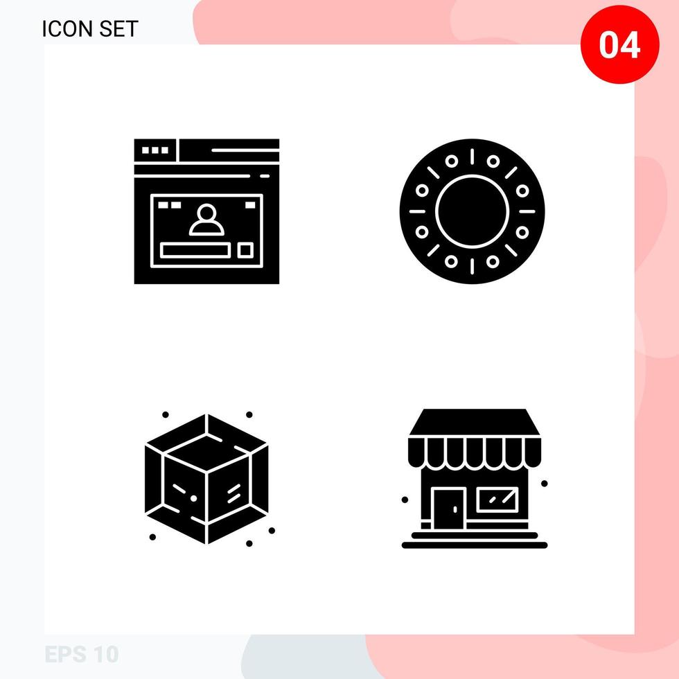 pacote vetorial de 4 ícones em pacote de glifos criativos de estilo sólido isolado em fundo branco para web e dispositivos móveis vetor