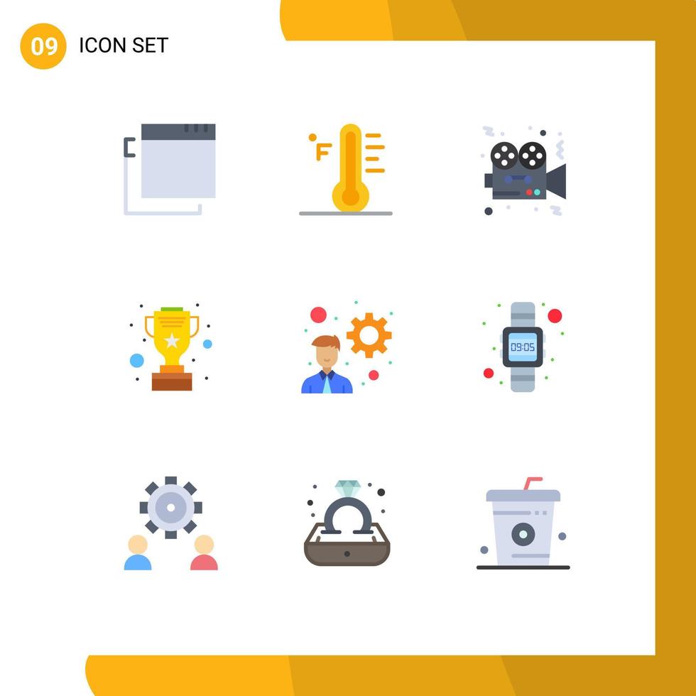pacote de interface do usuário de 9 cores planas básicas de elementos de design de vetores editáveis de prêmio de prata de câmera estrela de desenvolvimento