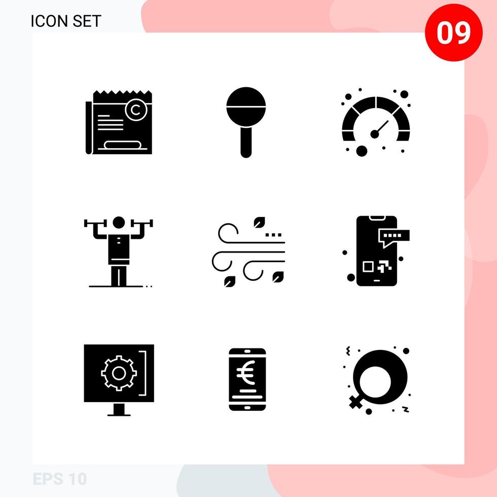pacote vetorial de 9 ícones em pacote de glifos criativos de estilo sólido isolado em fundo branco para web e dispositivos móveis vetor