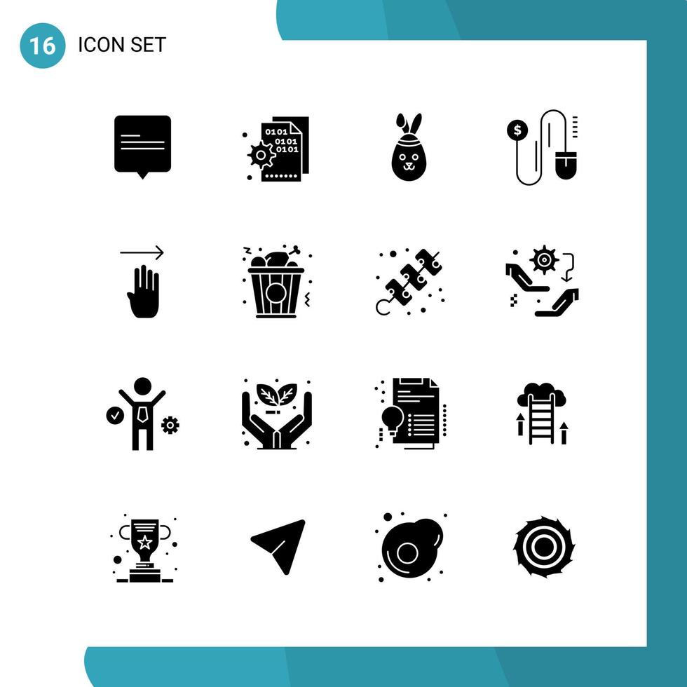 pacote vetorial de 16 símbolos de glifo ícone de estilo sólido definido em fundo branco para web e dispositivos móveis vetor